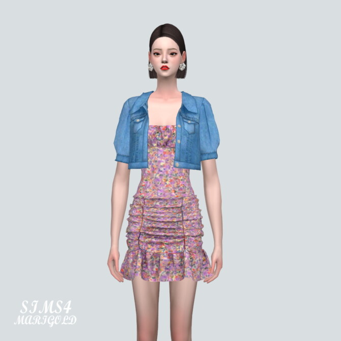 Denim Jacket With Shirring Dress at Marigold