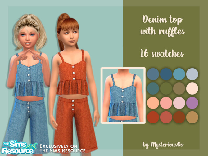 Denim top with ruffles by MysteriousOo at TSR