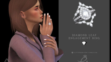 Diamond Leaf Engagement Ring by Glitterberryfly at TSR