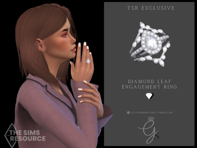 Diamond Leaf Engagement Ring by Glitterberryfly at TSR