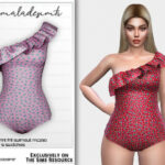 Ditsy Floral Print Frill Swimsuit MC230 by mermaladesimtr at TSR