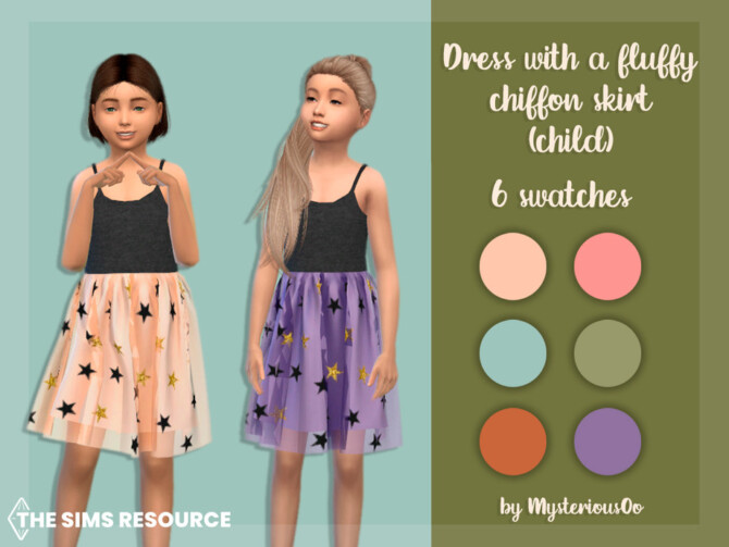 Dress with a fluffy chiffon skirt (child) by MysteriousOo at TSR