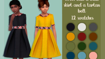 Dress with a wide skirt and a tartan belt by MysteriousOo at TSR