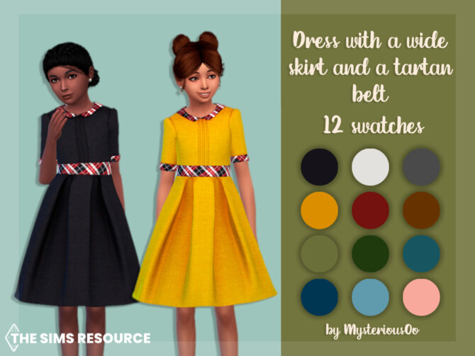 Dress with a wide skirt and a tartan belt by MysteriousOo at TSR