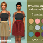 Dress with chiffon skirt and glitter by MysteriousOo at TSR