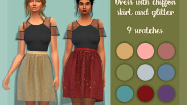 Dress with chiffon skirt and glitter by MysteriousOo at TSR