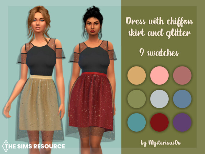 Dress with chiffon skirt and glitter by MysteriousOo at TSR