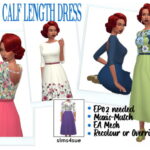 EP02 CALF-LENGTH DRESS at Sims4Sue