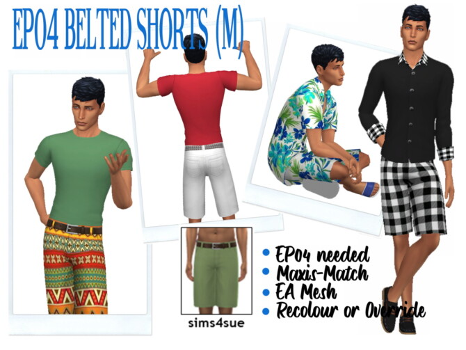 EP04 BELTED SHORTS (M) at Sims4Sue