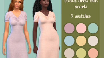 Elastic dress with pearls by MysteriousOo at TSR