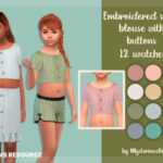 Embroidered short blouse with buttons by MysteriousOo at TSR