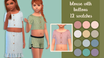 Embroidered short blouse with buttons by MysteriousOo at TSR