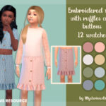 Embroidered skirt with ruffles and buttons by MysteriousOo at TSR