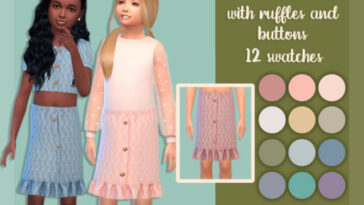 Embroidered skirt with ruffles and buttons by MysteriousOo at TSR