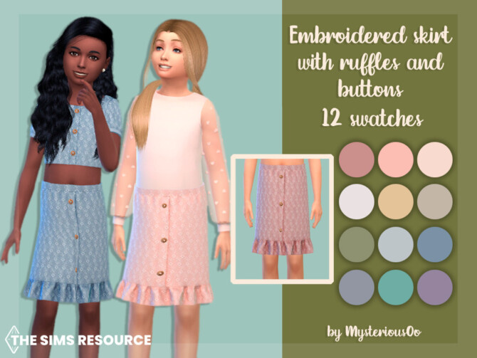 Embroidered skirt with ruffles and buttons by MysteriousOo at TSR