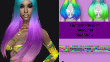 Fantasy recolor of JavaSims SideShow hair by PinkyCustomWorld at TSR