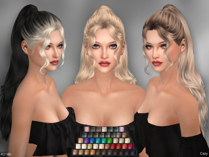 Hairstyles, New Hair Mesh: Female Hairstyle Set #218b&e by Cazy – TSR.
Teen to Elder,
45 Colors,
Supported Hats,
All LOD.