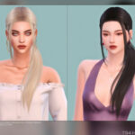 Female low ponytail with long bangs hair G56 by Daisy-Sims at TSR