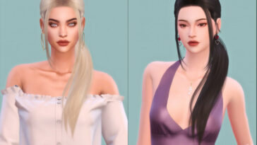 Female low ponytail with long bangs hair G56 by Daisy-Sims at TSR