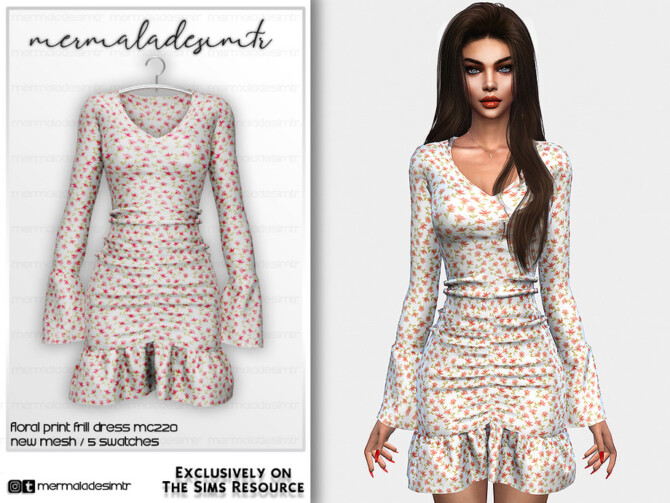 Floral Print Frill Dress MC220 by mermaladesimtr at TSR