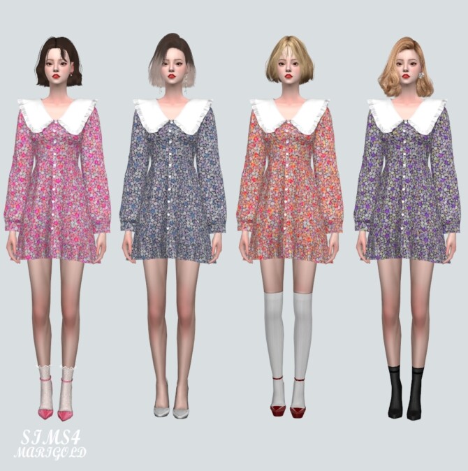 Frill Collar Mini Dress V2 at Marigold