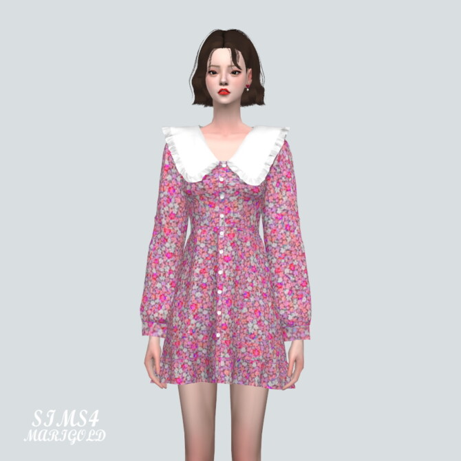 Frill Collar Mini Dress V2 at Marigold