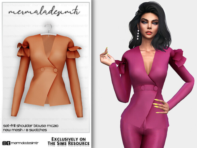 Frill Shoulder Blouse MC210 Set by mermaladesimtr at