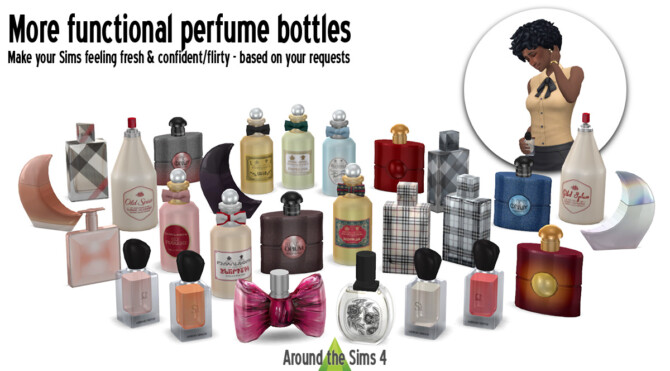 Functional perfume bottles at Around the Sims 4