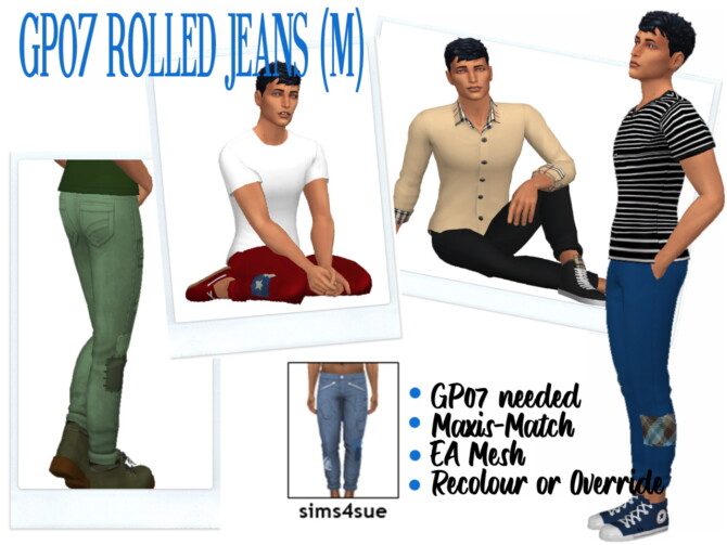 GP07 ROLLED JEANS (M) at Sims4Sue