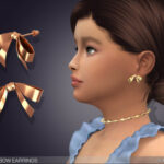 Golden Bow Earrings For Kids by feyona at TSR