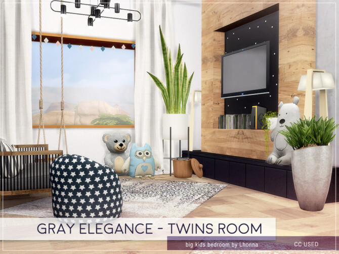 Gray Elegance Twins Room by Lhonna at TSR