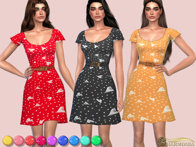 Heart Pattern Belted Sundress by Harmonia at TSR