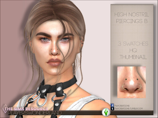 High Nostril Piercings B by PlayersWonderland at TSR