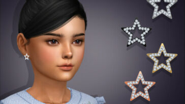 Hollow Star Iced Out Stud Earrings For Kids by feyona at TSR