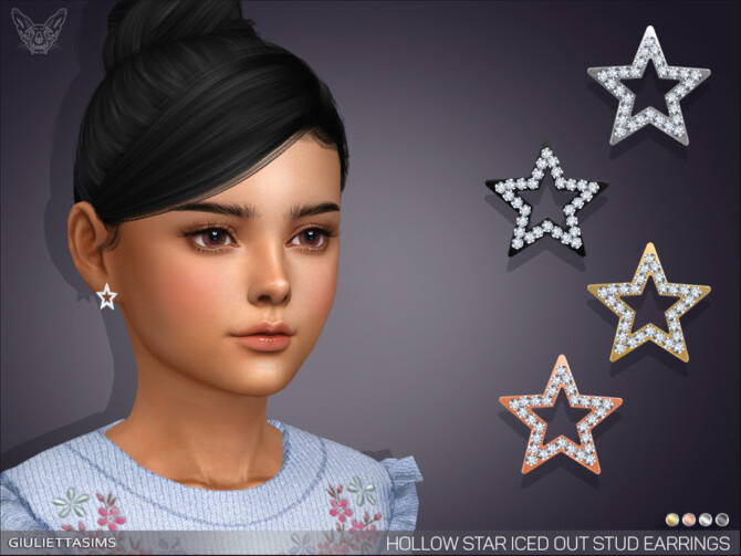 Hollow Star Iced Out Stud Earrings For Kids by feyona at TSR