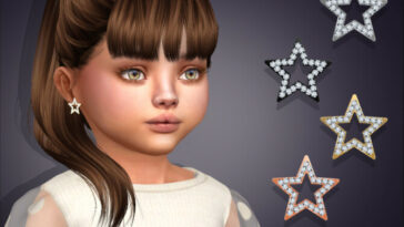 Hollow Star Iced Out Stud Earrings For Toddlers by feyona at TSR