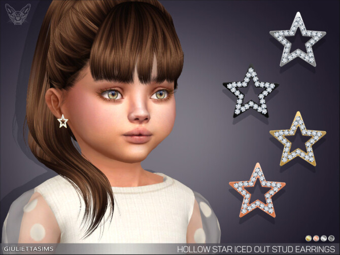 Hollow Star Iced Out Stud Earrings For Toddlers by feyona at TSR