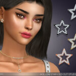 Hollow Star Iced Out Stud Earrings by feyona at TSR