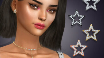 Hollow Star Iced Out Stud Earrings by feyona at TSR