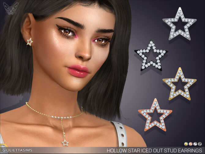 Hollow Star Iced Out Stud Earrings by feyona at TSR