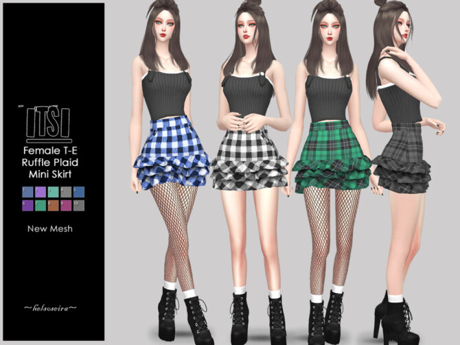 ITSI Ruffle Plaid Skirt by Helsoseira at TSR