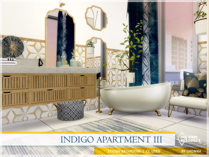 Indigo Apartment Bathroom I by Lhonna at TSR