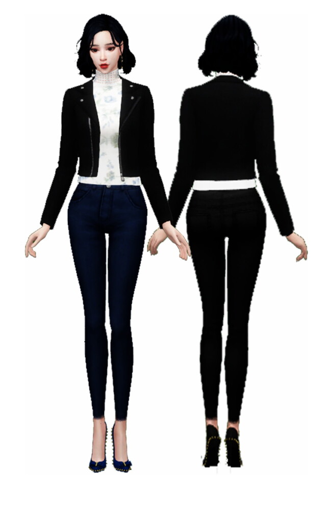 Jacket high neck pants at Simjigi