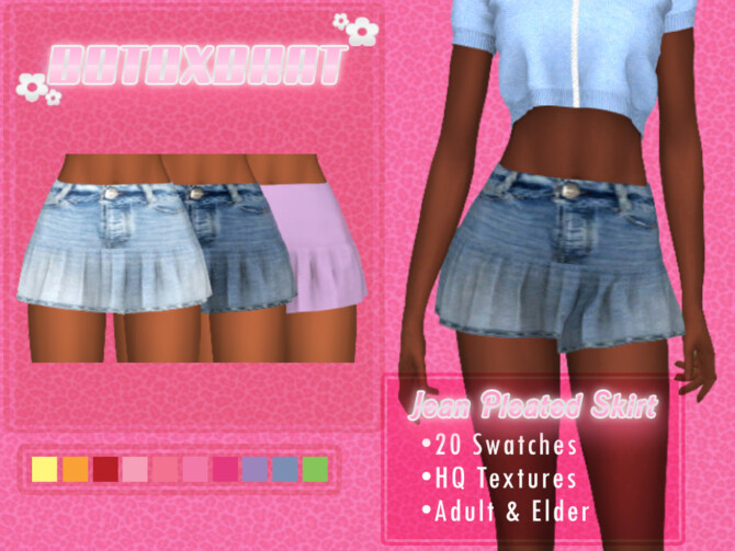 Jean Pleated Skirt by B0T0XBRAT at TSR