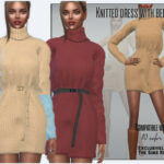 Knitted dress with belt by Sims House at TSR