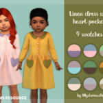 Linen dress with heart pockets by MysteriousOo at TSR