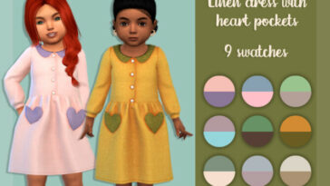 Linen dress with heart pockets by MysteriousOo at TSR