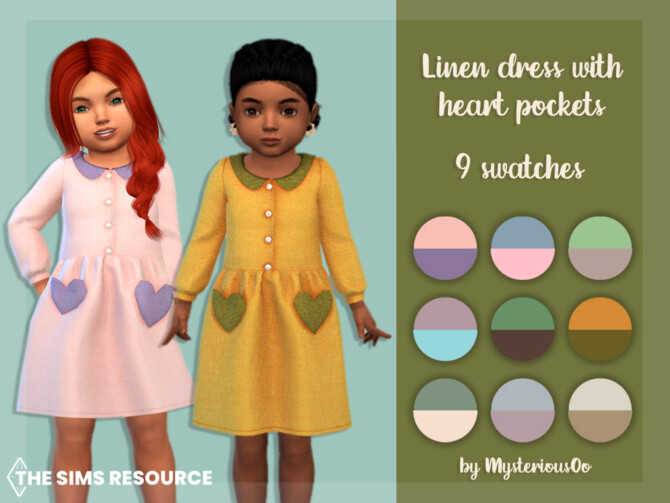 Linen dress with heart pockets by MysteriousOo at TSR