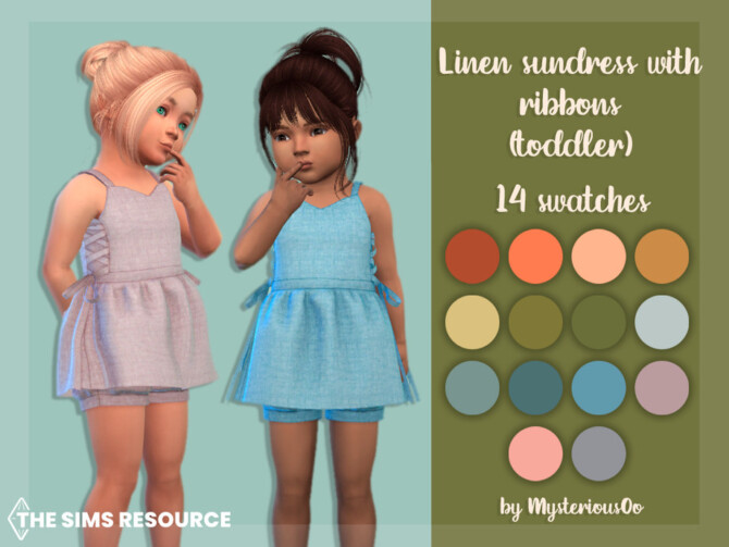 Linen sundress with ribbons Toddler by MysteriousOo at TSR