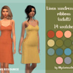 Linen sundress with ribbons by MysteriousOo at TSR